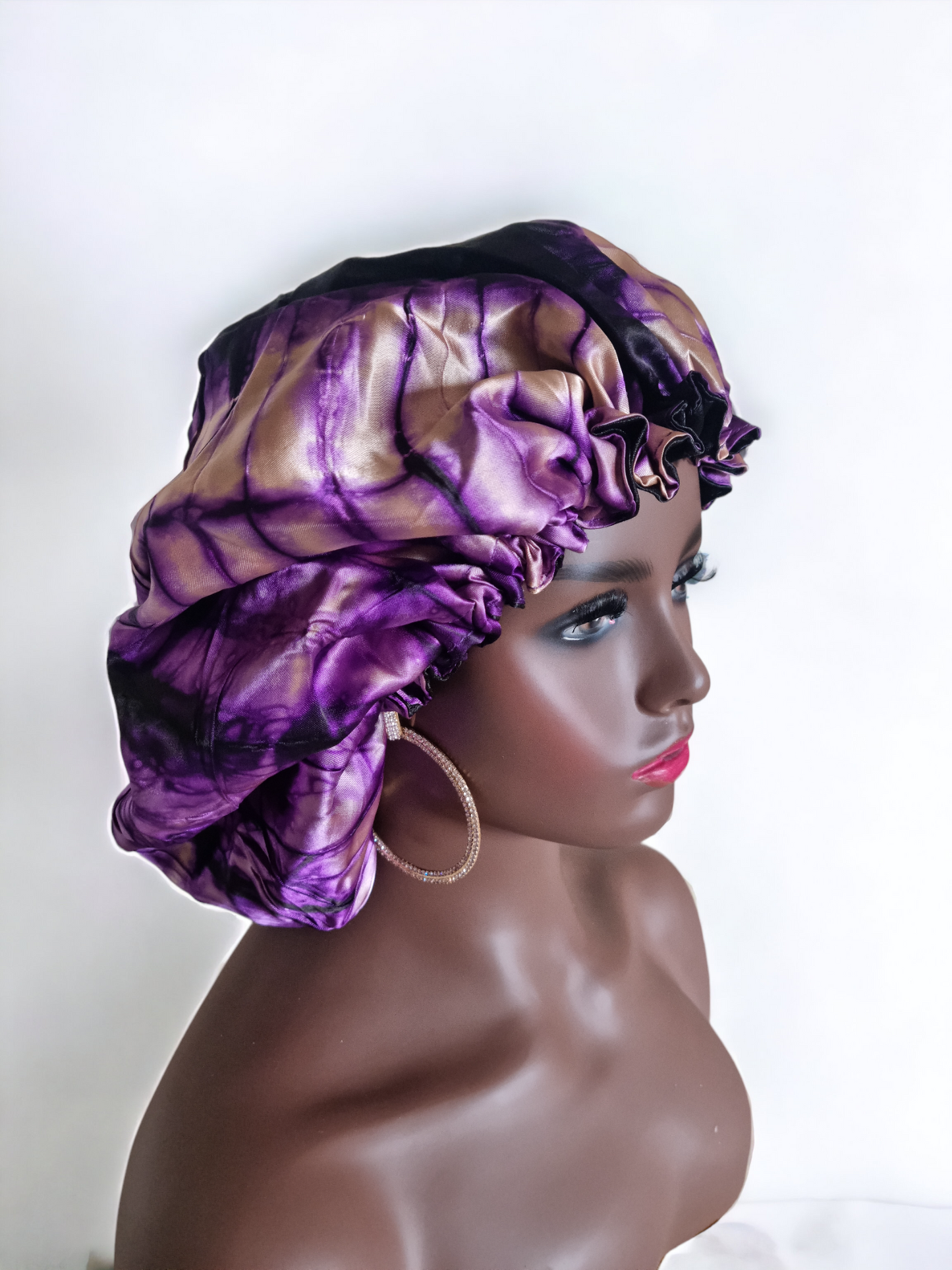 ADESOLA Handmade Girls Adult Bonnet, Silk Adire Reversible Adjustable  Bonnet