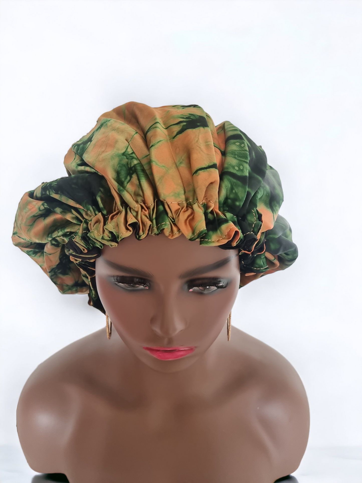 ADESOLA Handmade Girls Adult Bonnet, Silk Adire Reversible Adjustable  Bonnet