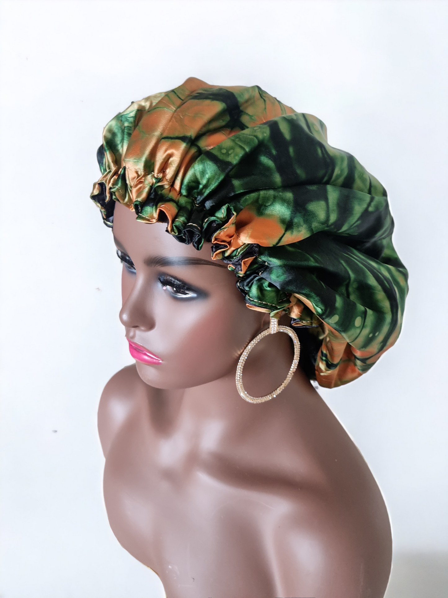 ADESOLA Handmade Girls Adult Bonnet, Silk Adire Reversible Adjustable  Bonnet