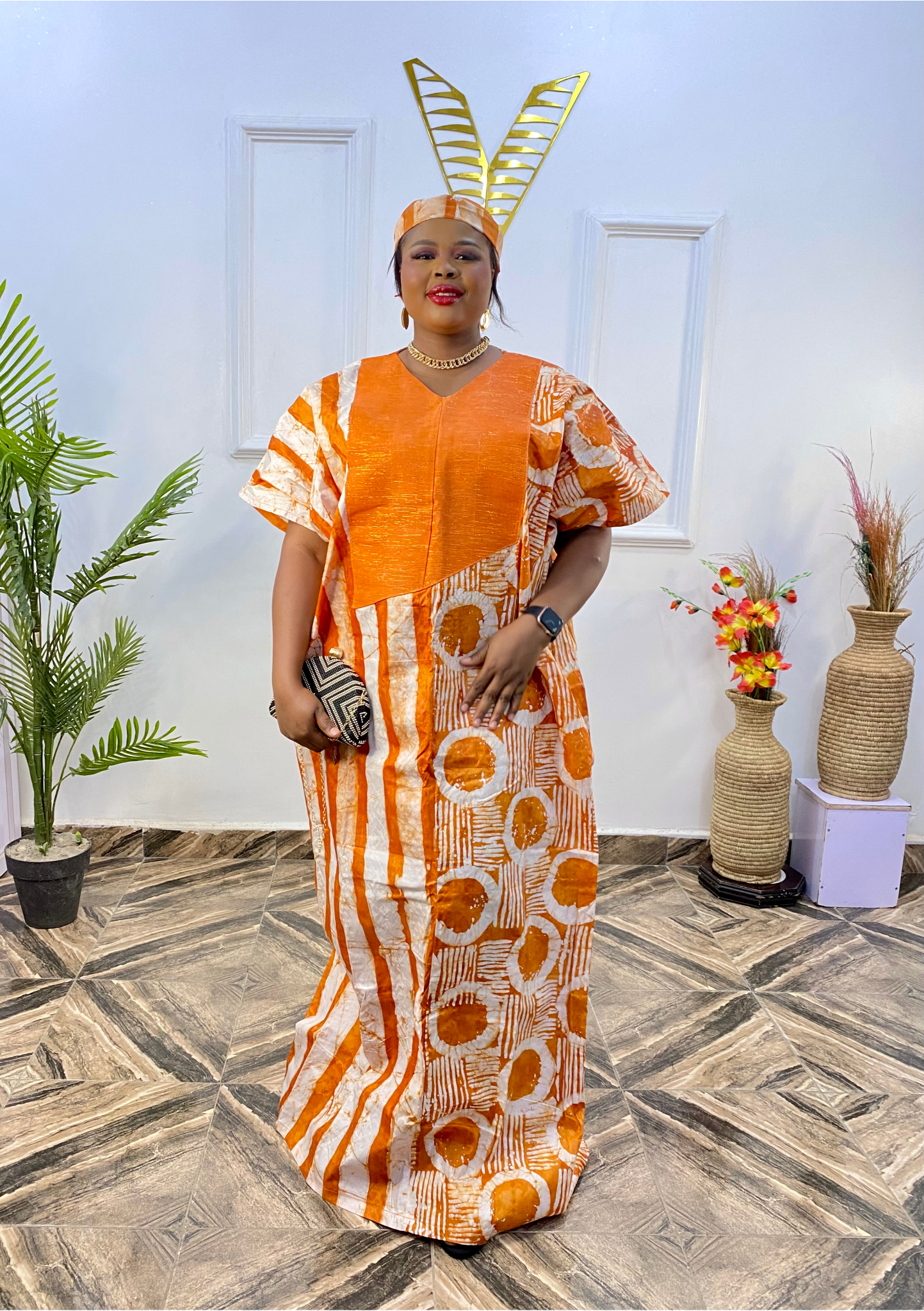 THEEMA Handmade Adire Kaftan- Women Agbada Dress- Danshiki  African Dress-Beautiful Kaftan Boubou Dress