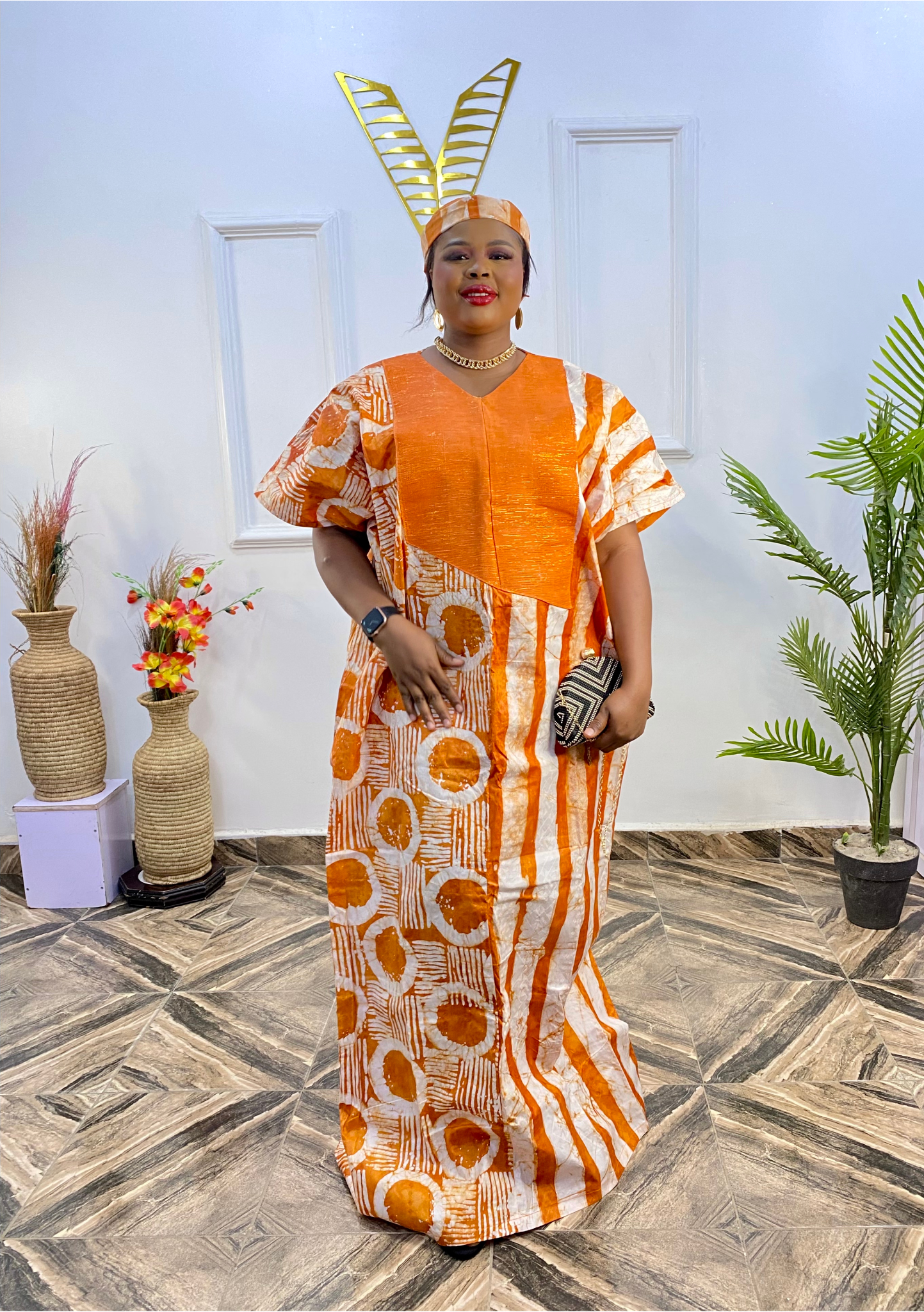 THEEMA Handmade Adire Kaftan- Women Agbada Dress- Danshiki  African Dress-Beautiful Kaftan Boubou Dress