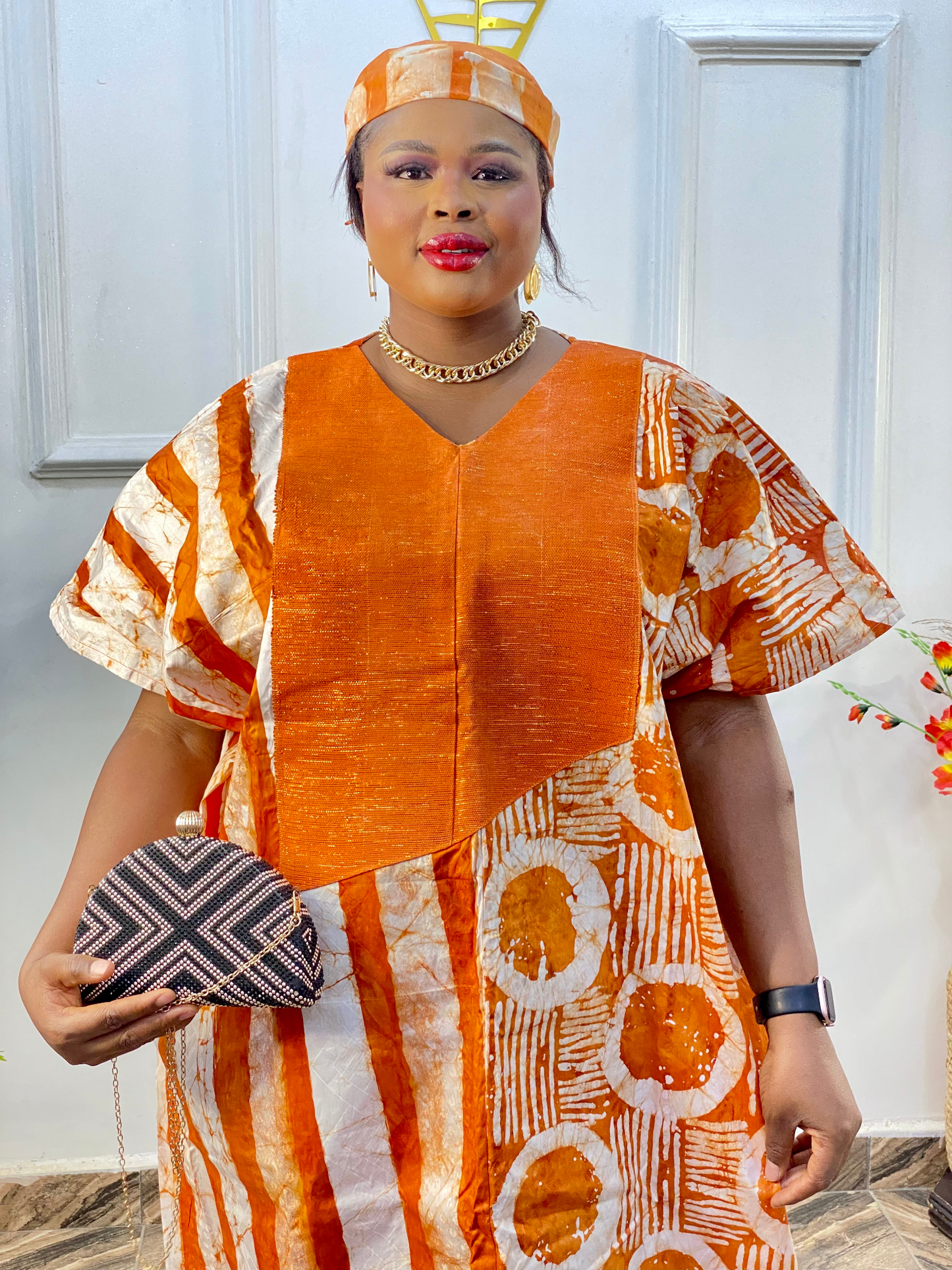 THEEMA Handmade Adire Kaftan- Women Agbada Dress- Danshiki  African Dress-Beautiful Kaftan Boubou Dress