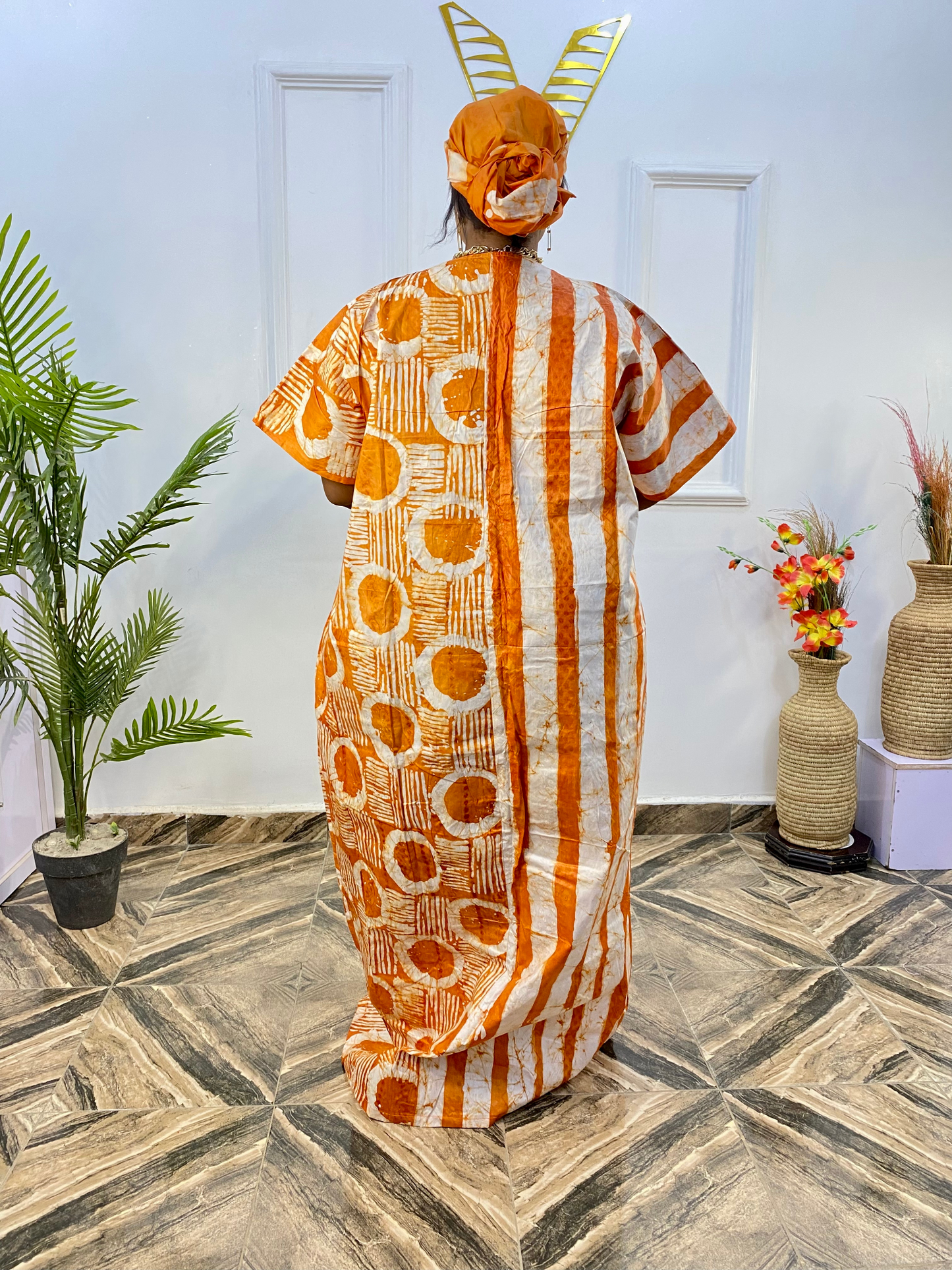 THEEMA Handmade Adire Kaftan- Women Agbada Dress- Danshiki  African Dress-Beautiful Kaftan Boubou Dress