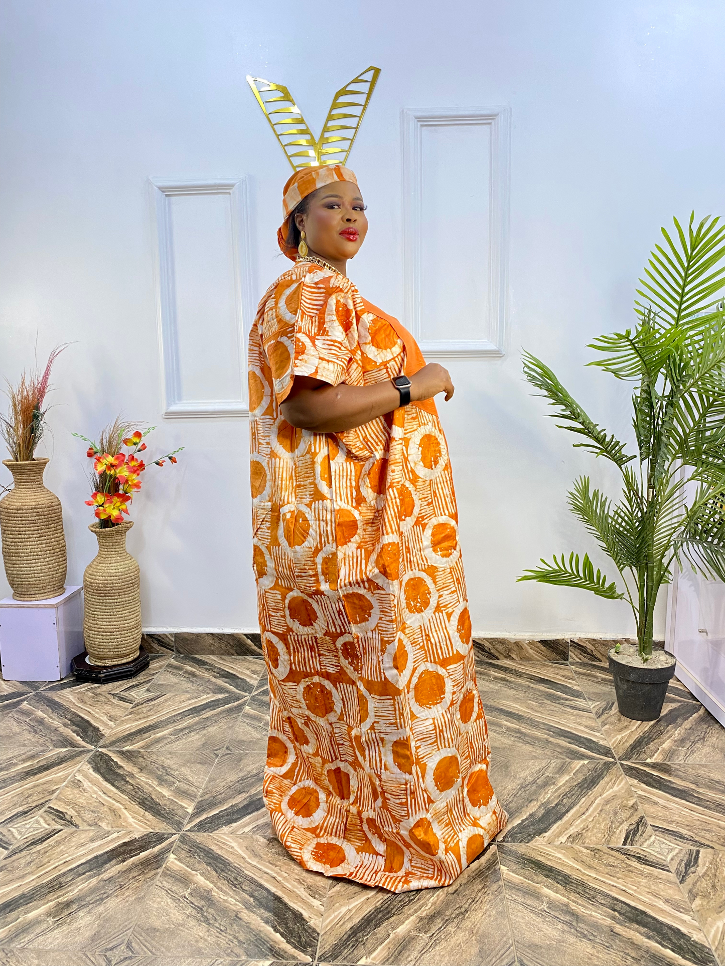 THEEMA Handmade Adire Kaftan- Women Agbada Dress- Danshiki  African Dress-Beautiful Kaftan Boubou Dress