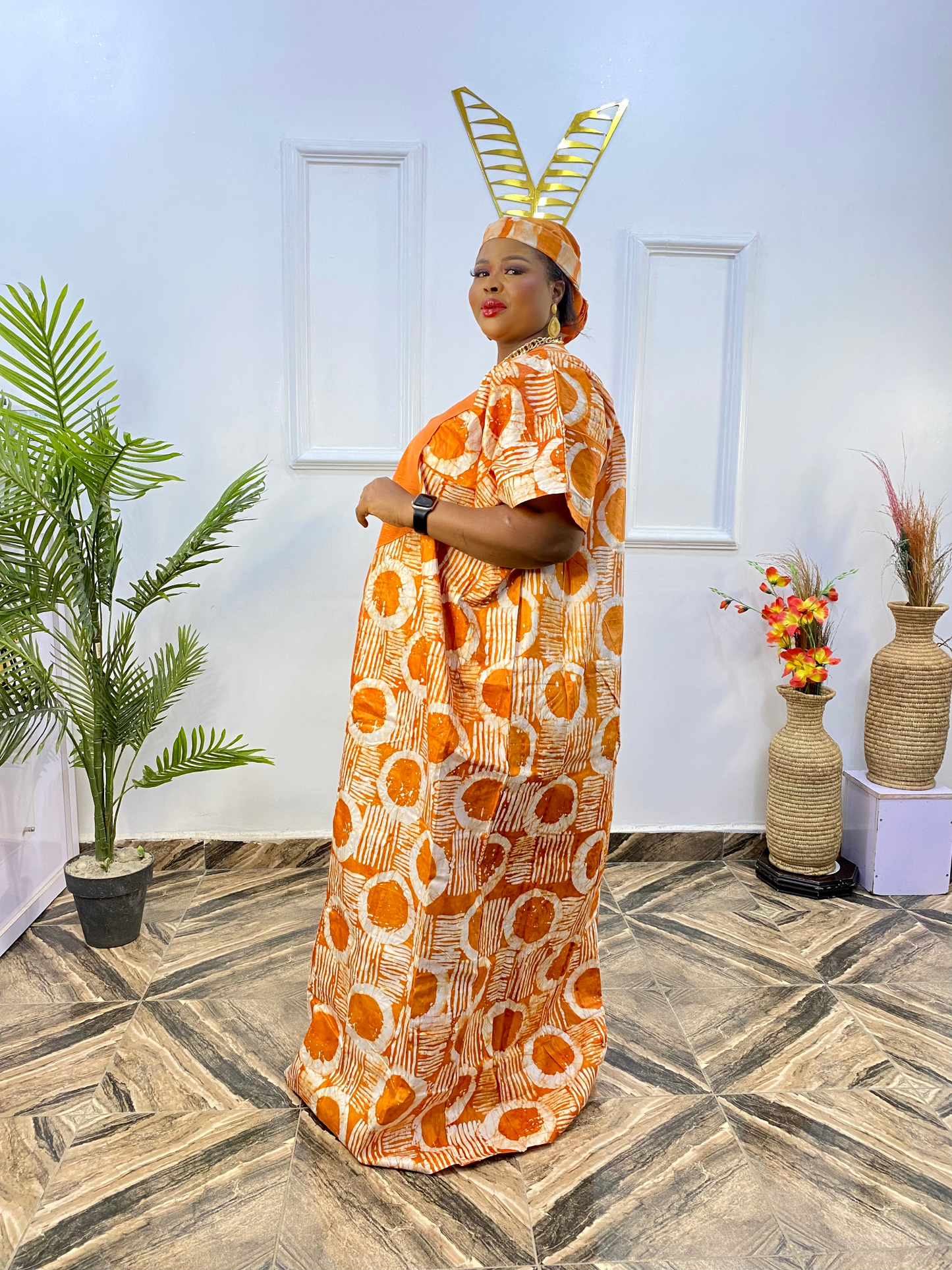 THEEMA Handmade Adire Kaftan- Women Agbada Dress- Danshiki  African Dress-Beautiful Kaftan Boubou Dress