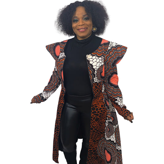 SHARIFA ANKARA PRINT JACKET DRESS WITH CAP SLEEVE - House of Jahzara