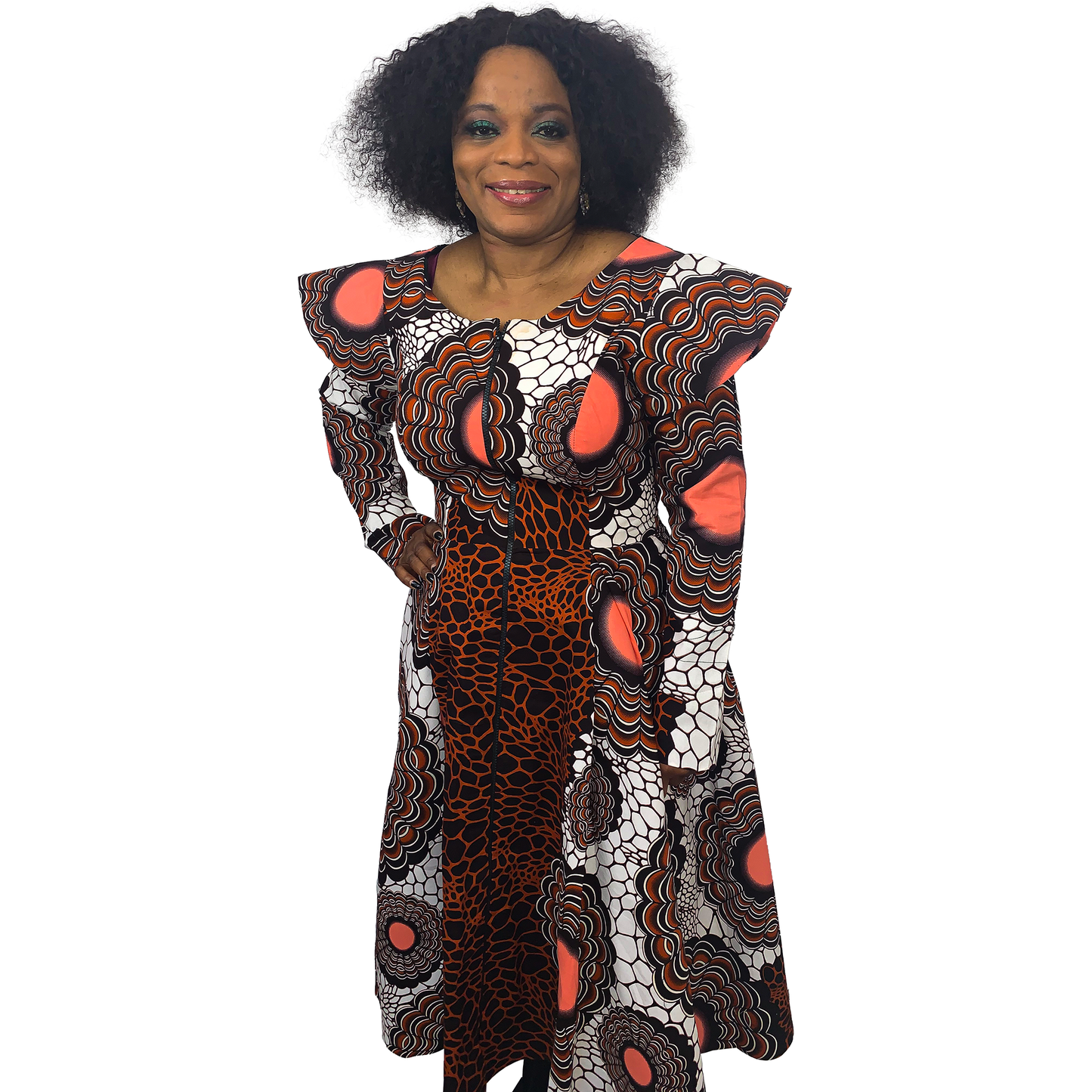 SHARIFA ANKARA PRINT JACKET DRESS WITH CAP SLEEVE - House of Jahzara