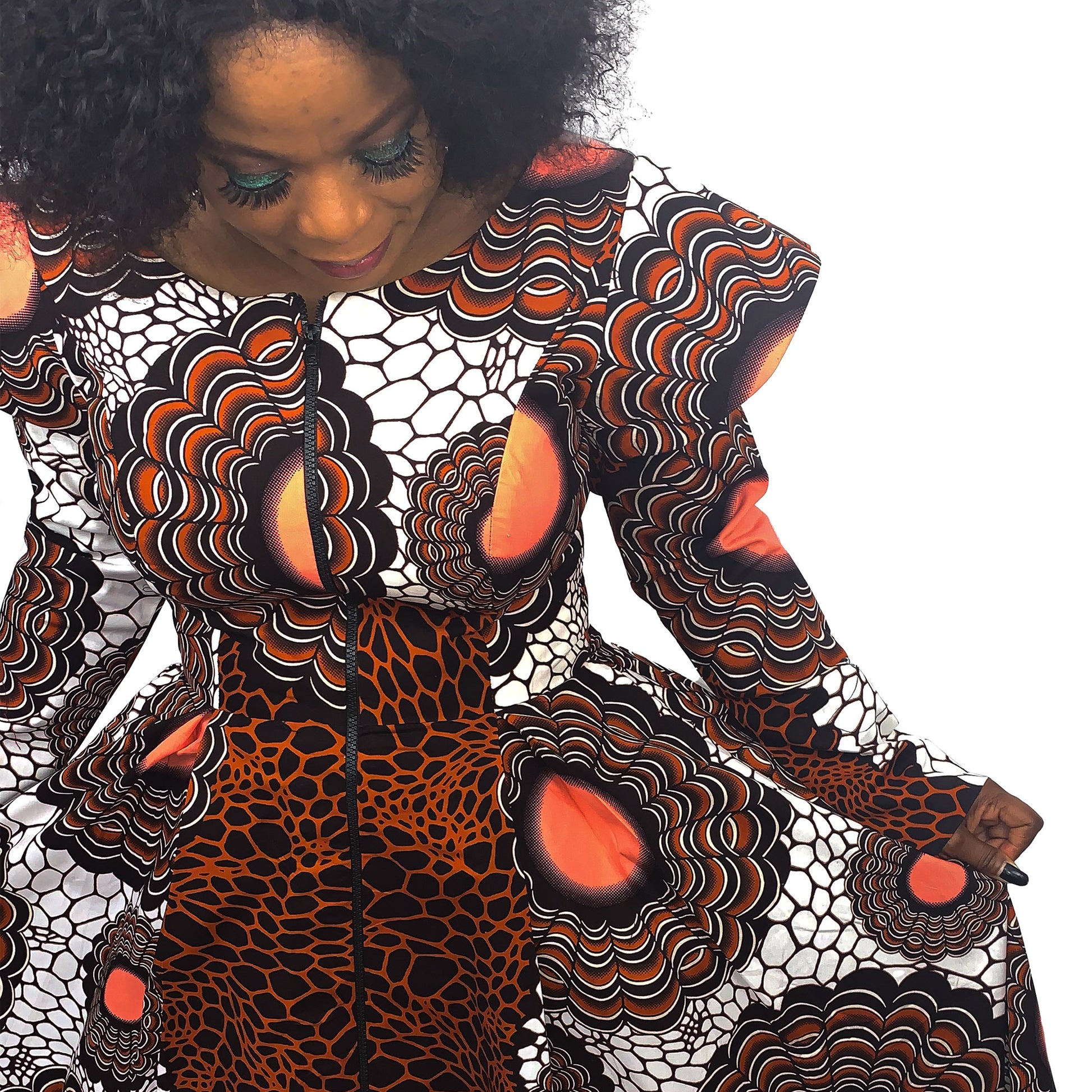 SHARIFA ANKARA PRINT JACKET DRESS WITH CAP SLEEVE - House of Jahzara