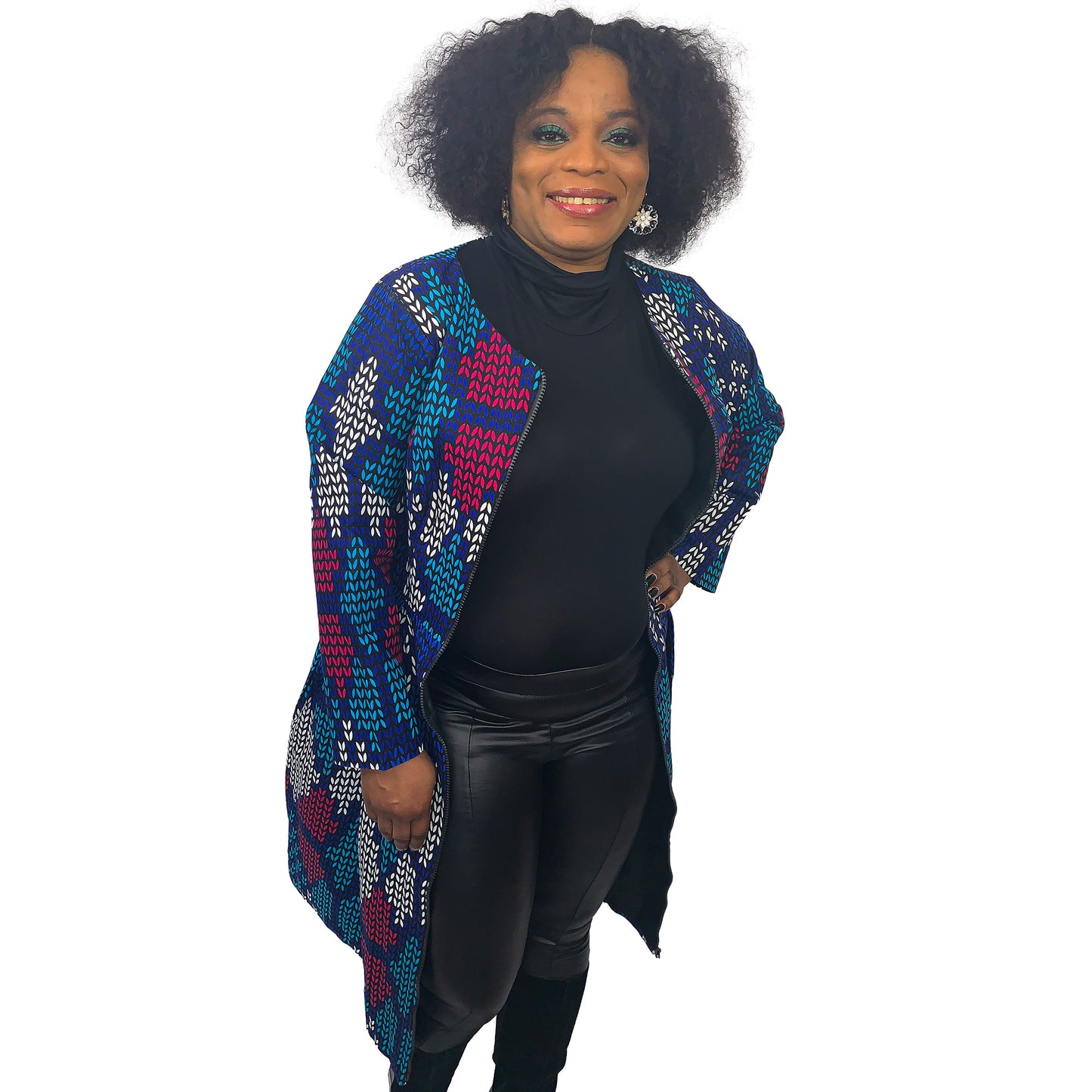 ADAMMA ZIP DOWN ANKARA DRESS JACKET - House of Jahzara