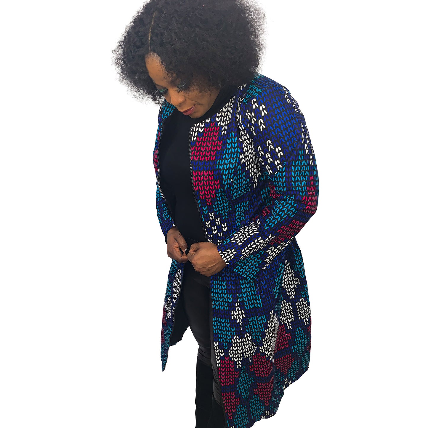 ADAMMA ZIP DOWN ANKARA DRESS JACKET - House of Jahzara