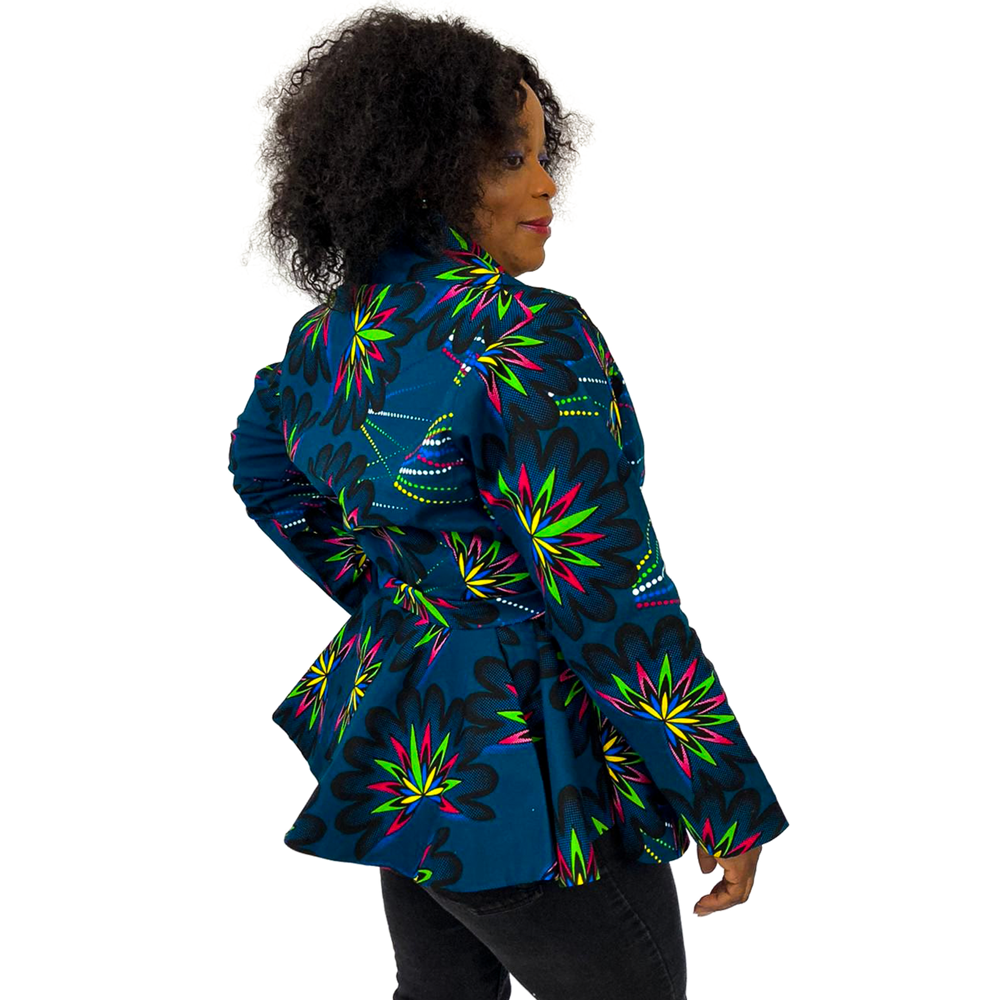 TANESHA ANKARA BLAZER PEPLUM BLOUSE WITH DETACHABLE  BELT - House of Jahzara