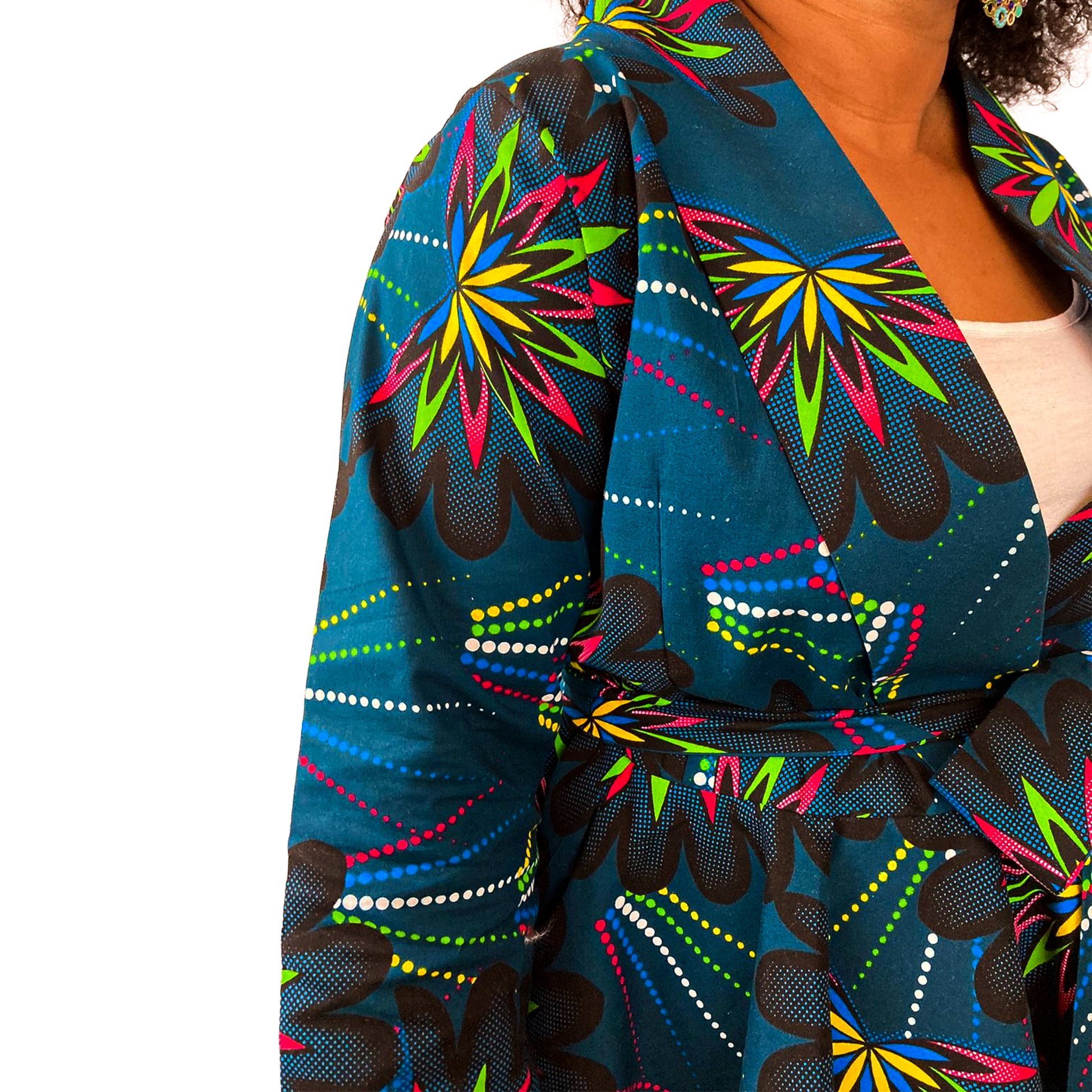 TANESHA ANKARA BLAZER PEPLUM BLOUSE WITH DETACHABLE  BELT - House of Jahzara