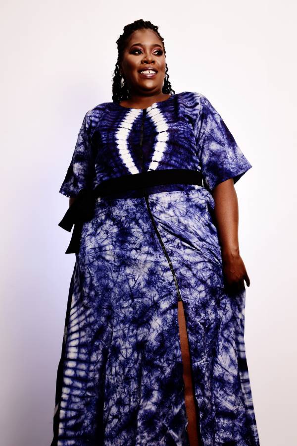 XHOSA SILK ADIRE MAXI DRESS WITH BRASS FRONT ZIP - House of Jahzara