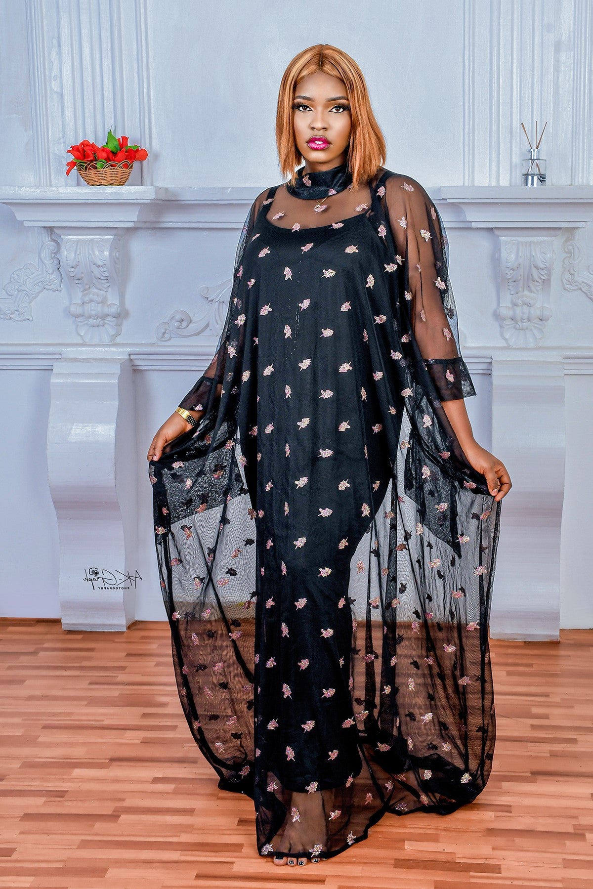 ASANA  FLORAL CHIFFON KAFTAN BOUBOU - House of Jahzara