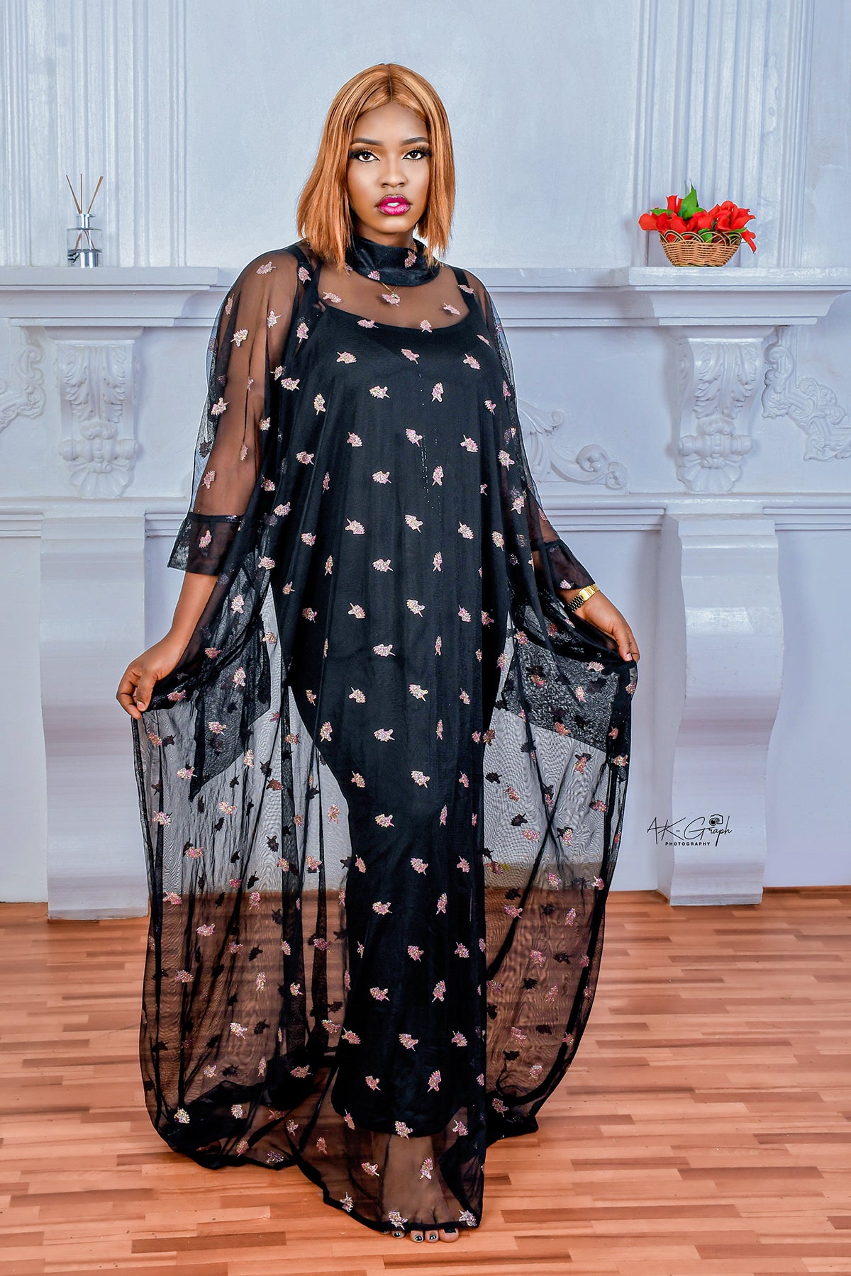 ASANA  FLORAL CHIFFON KAFTAN BOUBOU - House of Jahzara