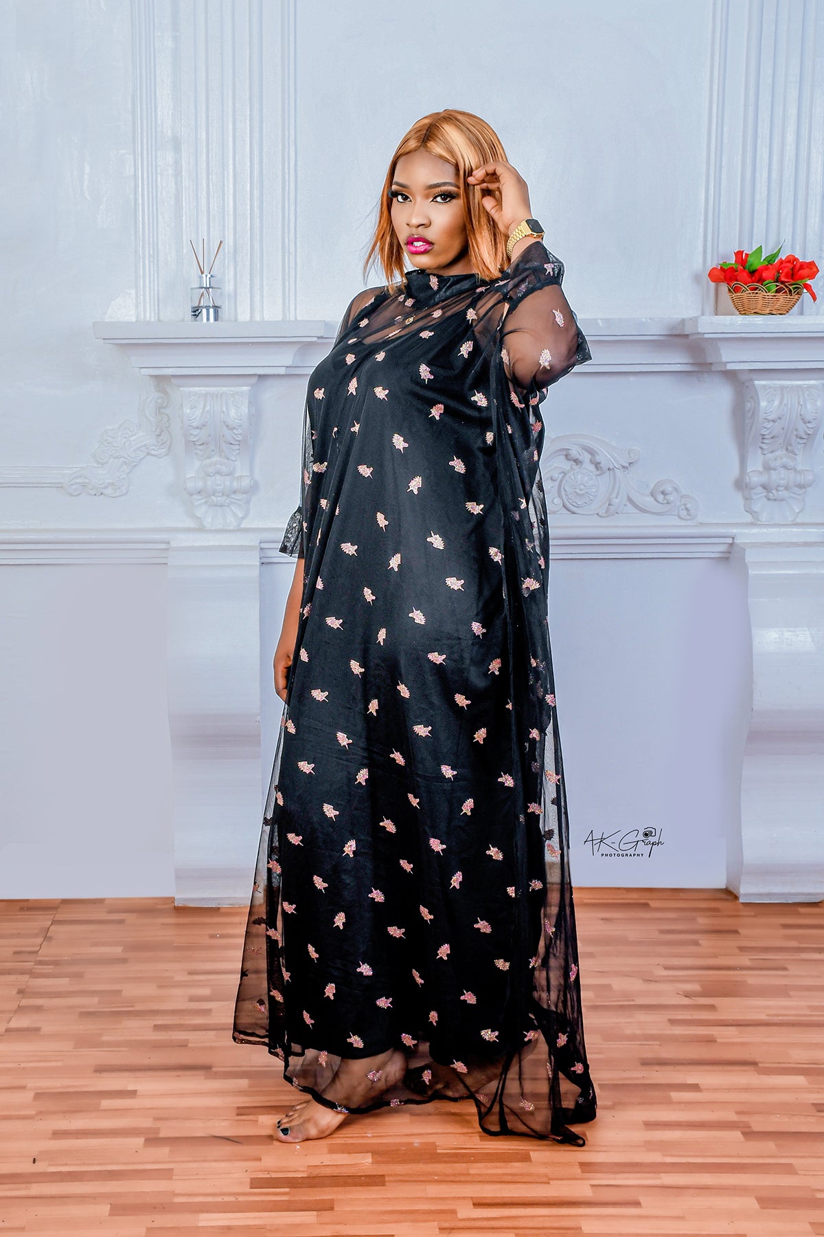 ASANA  FLORAL CHIFFON KAFTAN BOUBOU - House of Jahzara