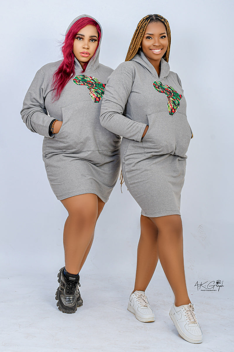 DEKA  AFRICAN MAP HOODIE DRESS - House of Jahzara