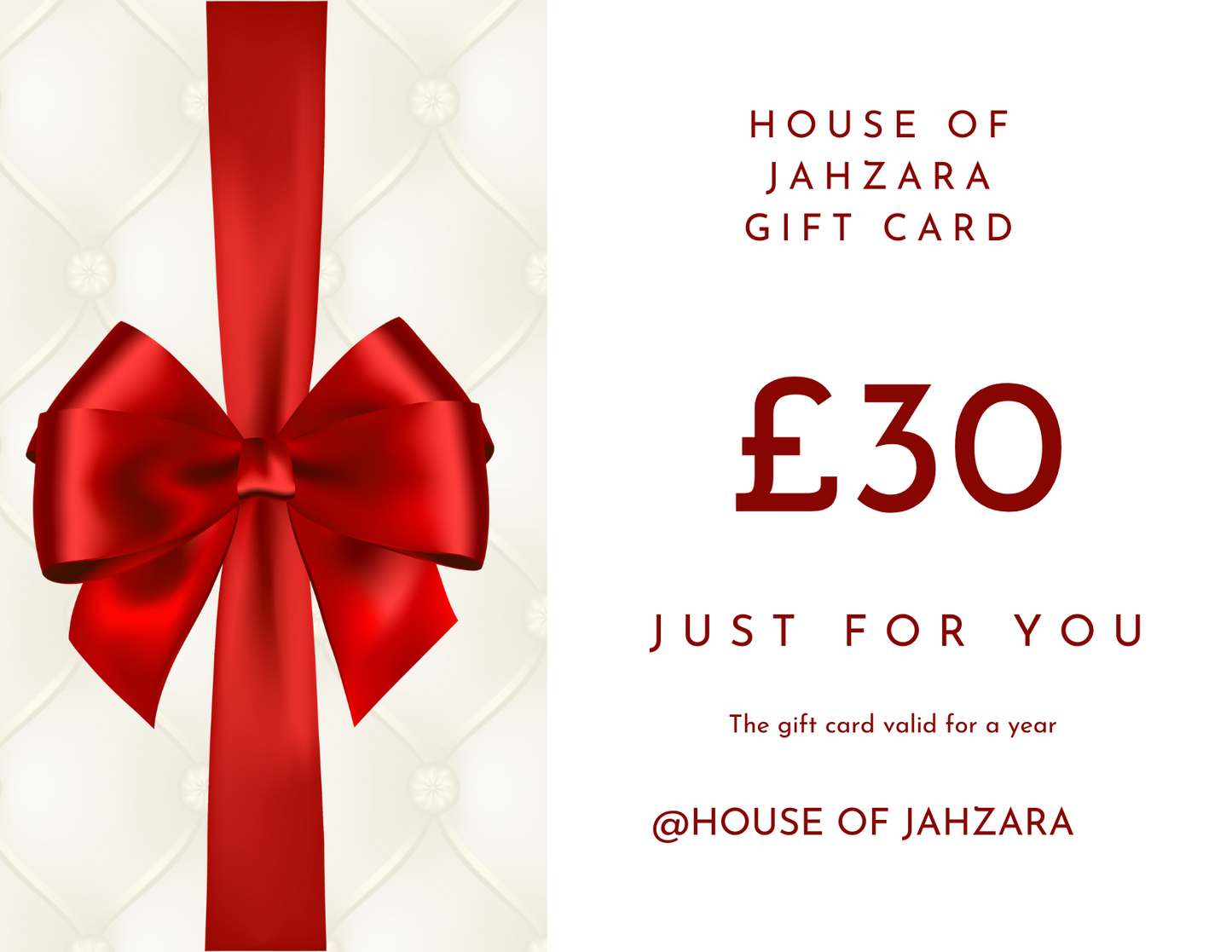 HOUSE OF JAHZARA GIFT CARD - House of Jahzara