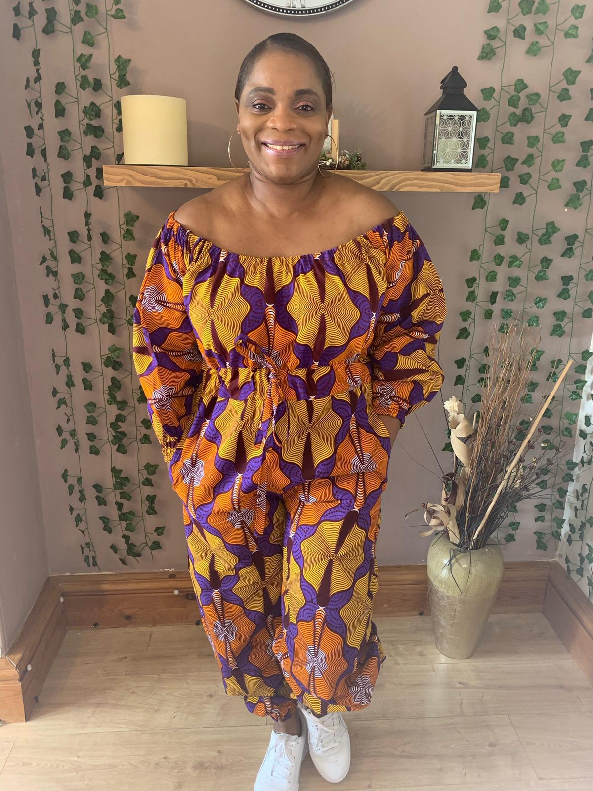 ARIKE OFF SHOULDER  ANKARA  PRINT JUMPSUIT - House of Jahzara