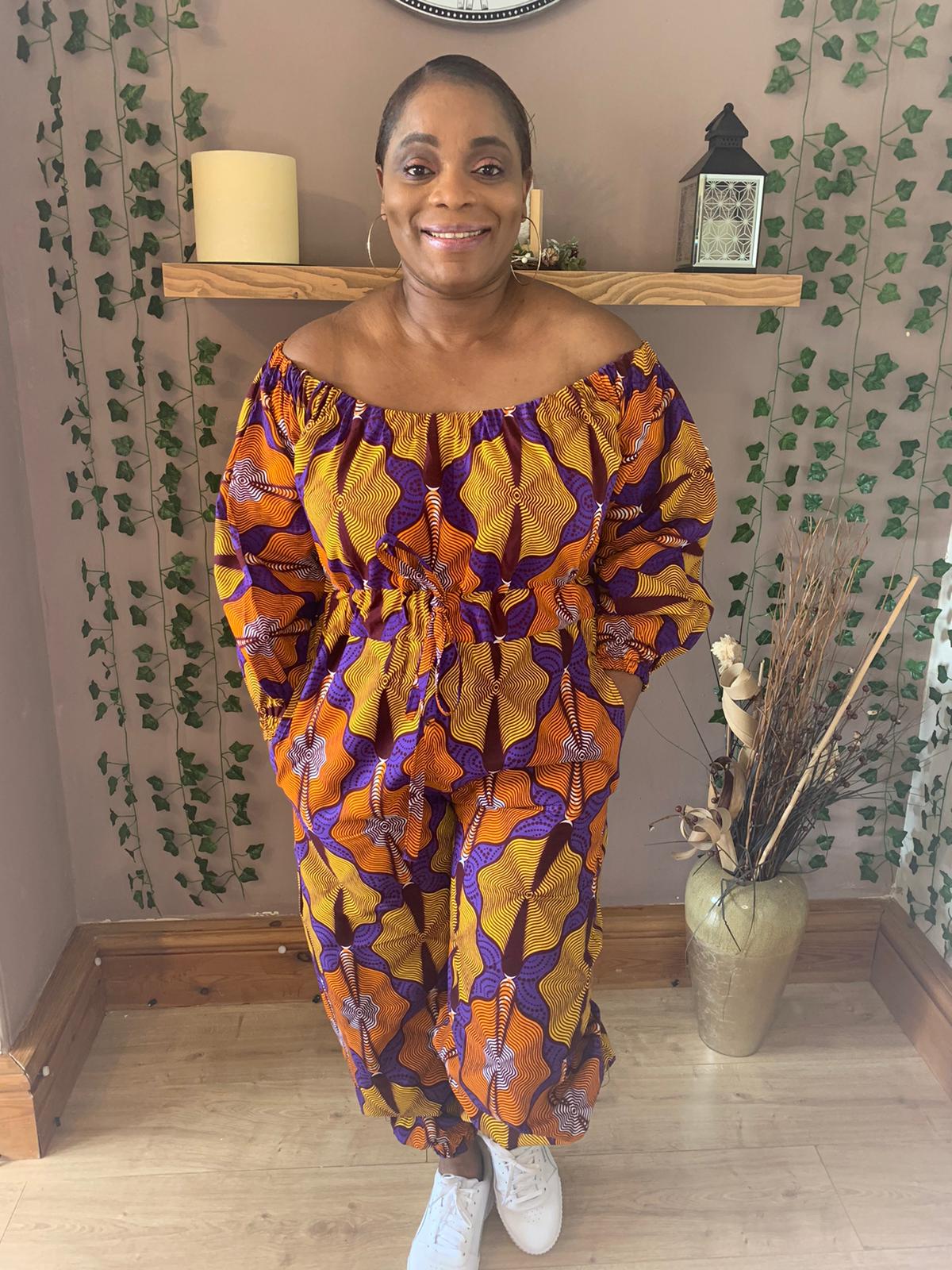 ARIKE OFF SHOULDER  ANKARA  PRINT JUMPSUIT - House of Jahzara