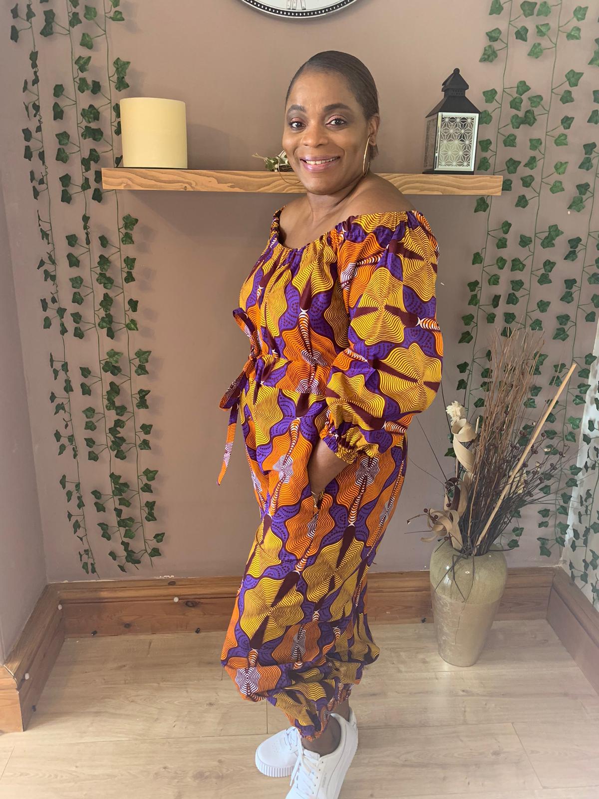 ARIKE OFF SHOULDER  ANKARA  PRINT JUMPSUIT - House of Jahzara