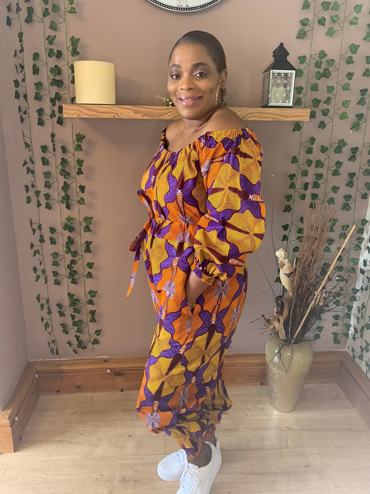 ARIKE OFF SHOULDER  ANKARA  PRINT JUMPSUIT - House of Jahzara