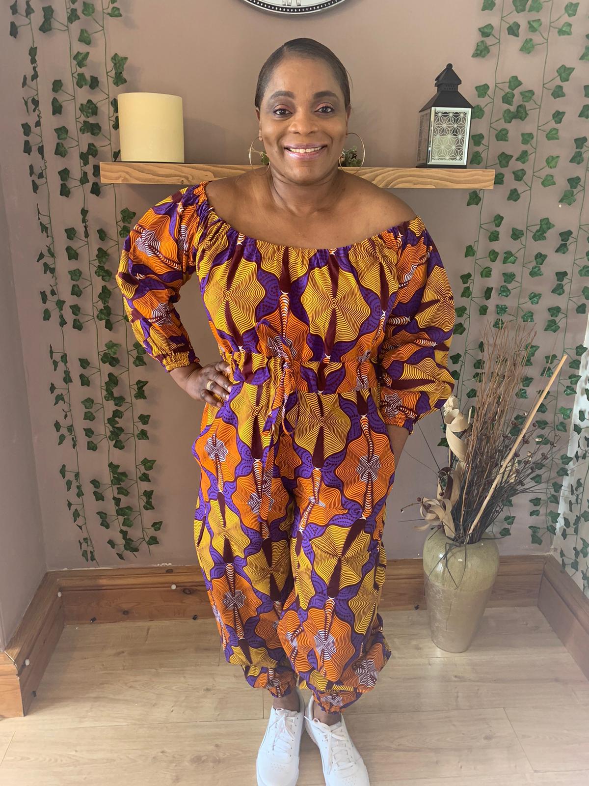 ARIKE OFF SHOULDER  ANKARA  PRINT JUMPSUIT - House of Jahzara