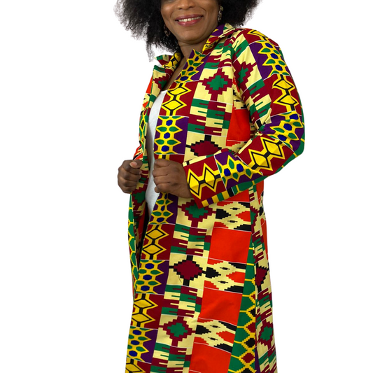 AFUA ANKARA PRINT LONGLINE JACKET - House of Jahzara